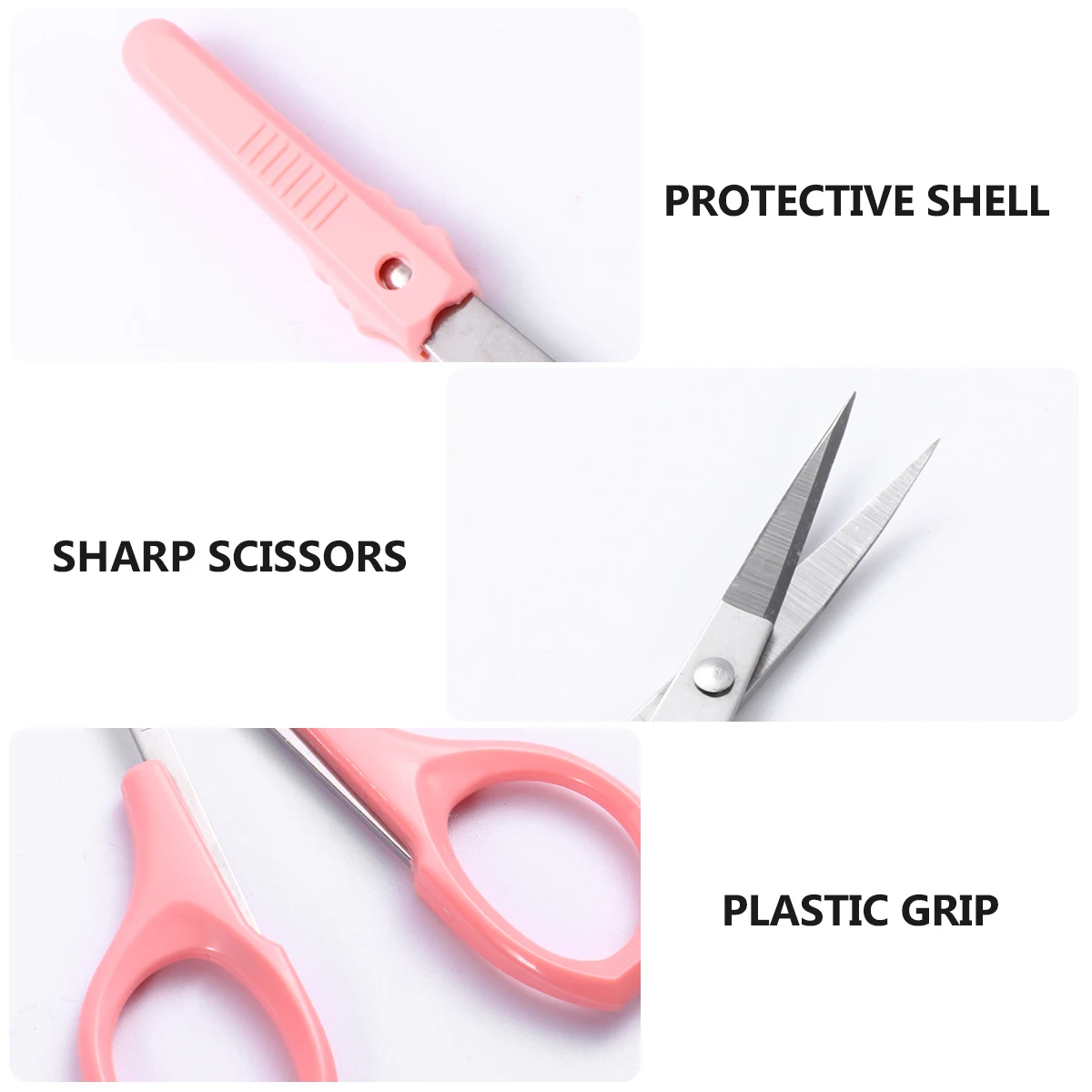 3Pcs Stainless Steel Eyebrow Eyelash Nose Hair Trimmer Set Portable Beauty Tools for Travel Home Salon Use Pink White Blue