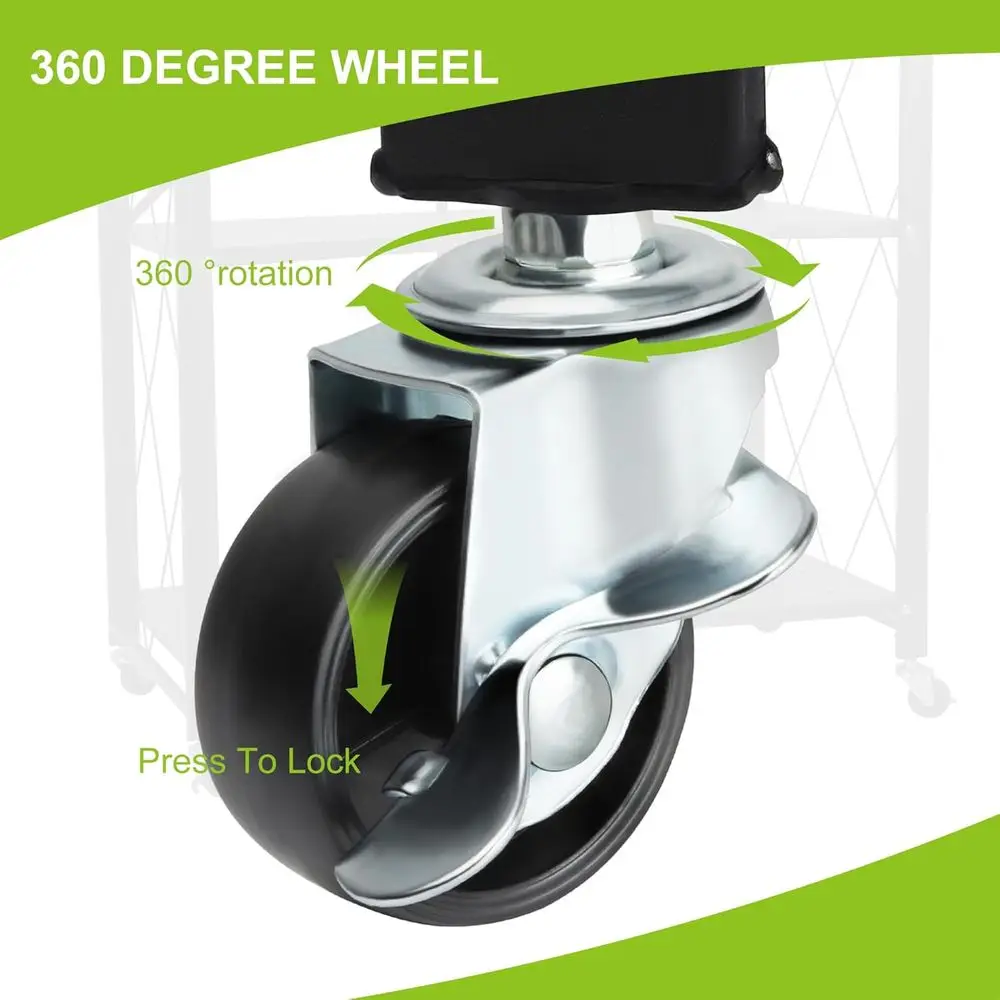 Rak Tanaman Logam Rak Tanaman Lipat Tanpa Perakitan Mudah Dipindahkan Rak Bunga 4 Tingkat dengan Roda untuk Ruang Tamu