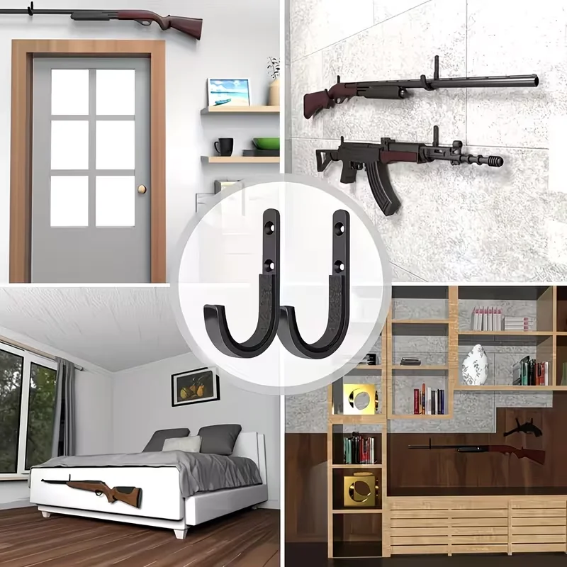 The Wall-Mounted Gun Rack Hook Has Two Compartments and Is Specially Designed for Storing Rifles, Shotguns and Bows and Arrows