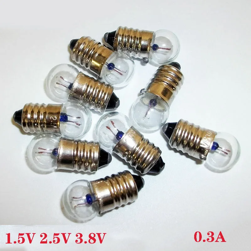 10 pc 1.5/2.5/3.8V testa tonda piccola lampadina esperimento tecnologia a sfera elettrica piccola produzione attrezzatura per esperimenti di fisica