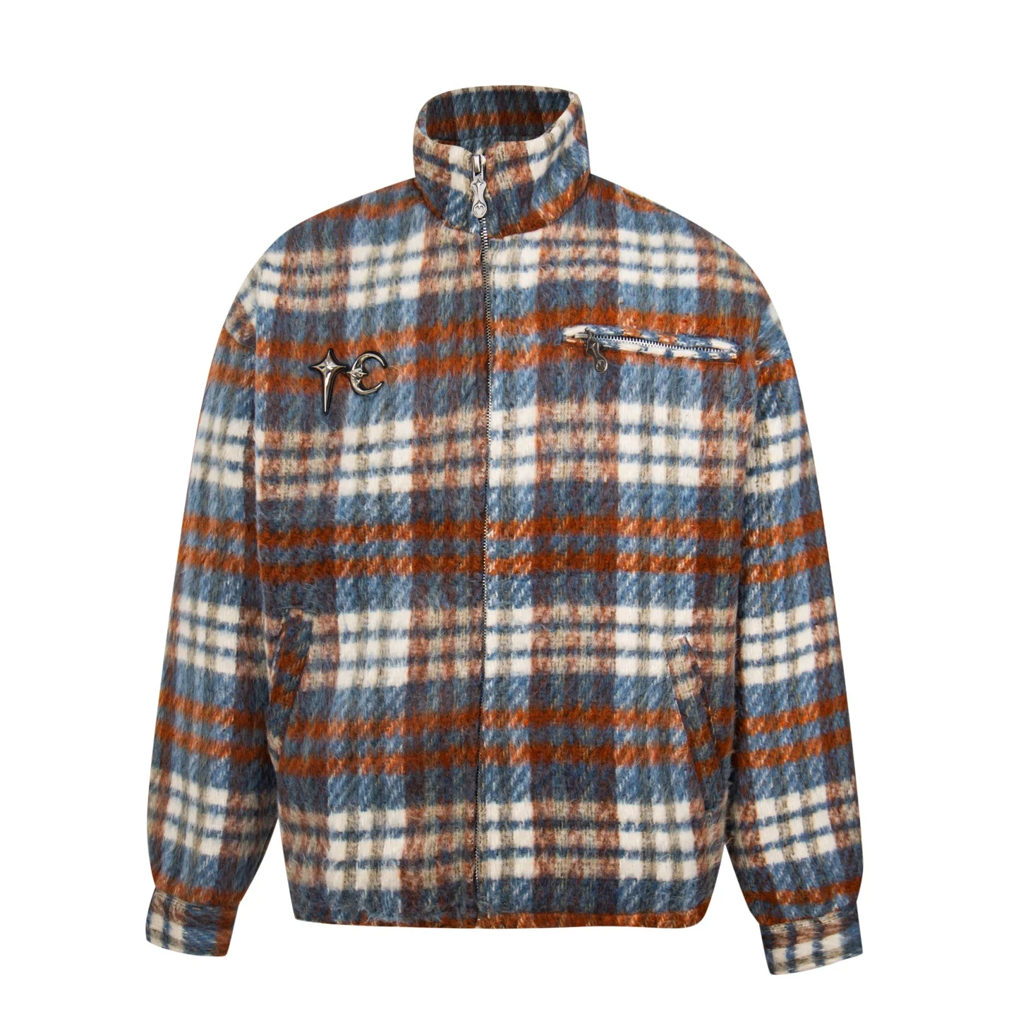 

Куртка Thug Club в стиле американского хай-стрита, с уникальным дизайном, воротником-стойкой и меховой тканью, для пар, трендовая