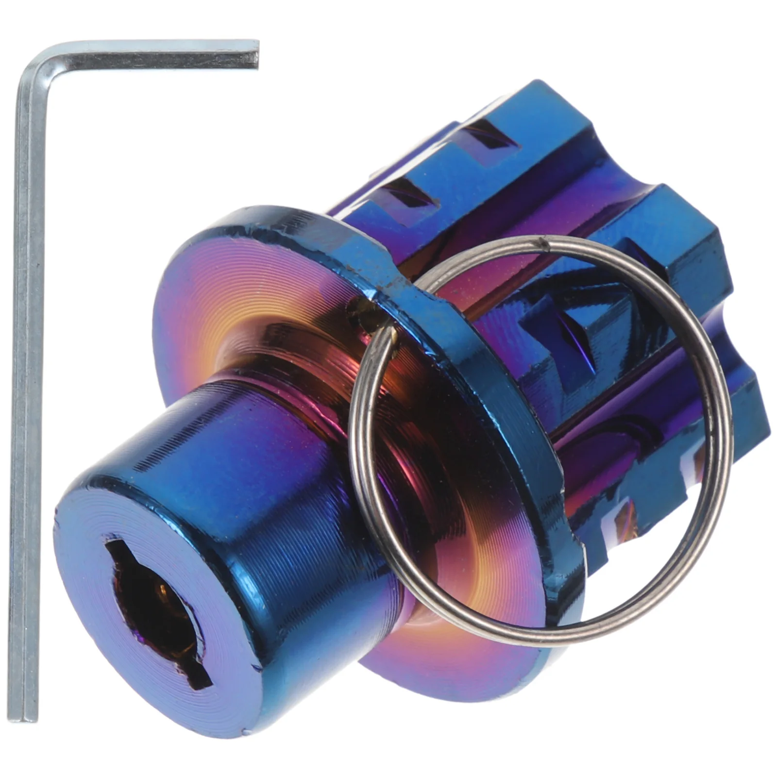 غطاء مفتاح الدراجة النارية مطلي بالتيتانيوم، أزرق مخبوز عالي القوة، مقاوم للتآكل، قوي ومتين، رأس مفتاح معدل