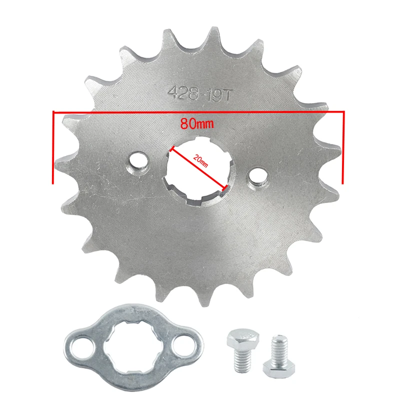 Front Engine Sprocket 428 Chain 17/20mm 10t 11T 12t 13T 14T 15t 16t 17T 18t 19T Teeth, For 50cc to 125cc Off-road Bicycle ATV