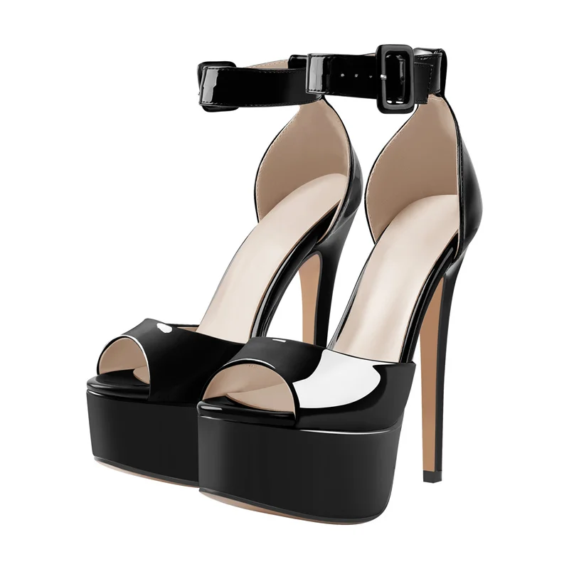 Onlymaker Women Platform Peep Toe Sandals Thin Heels Ankle Strap Party Dress Lady Shoes Big Size Summer Sandals