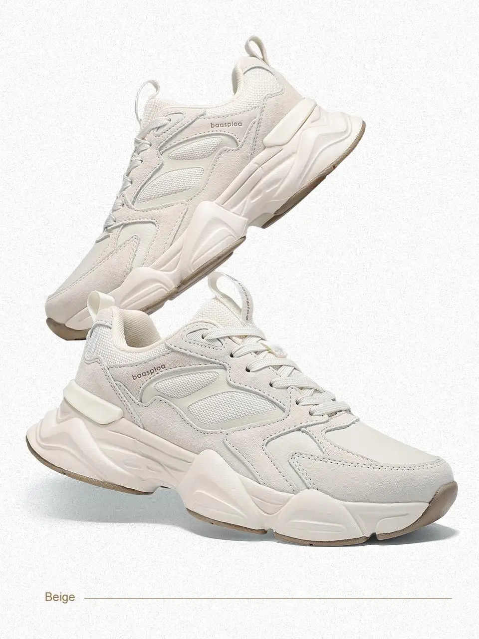 Baasploa Frauen Casual Schuhe Komfort Leder Walking Turnschuhe Für Frauen Einfarbig Mode Sport Schuhe Non-Slip Höhe Erhöhen – Detail 11