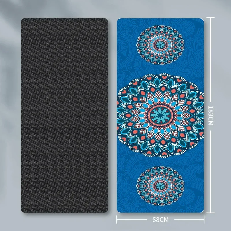 183 * 68 * 0.15Cm Folding Portable Thickened Suede Yoga Mat Printed Absorption Soundproof Extended Non-slip Mat