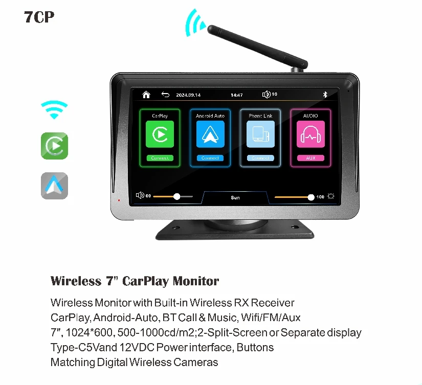 New DIY Wireless 720P HD EU License plate Rear View Back up Cameras with 7 inch carplay Android Auto monitor