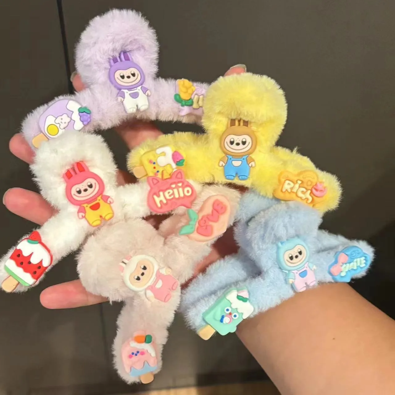 

5pcs Plush Hair Clip for Women Anime Cartoon Hair Accessories Girls Fashion Kawaii Hairband Ponytail Clips Friends Gifts