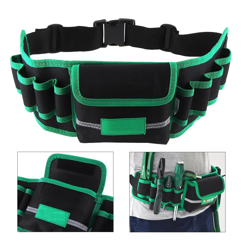 

Multifunction Waterproof Canvas Tool Bag Waist Belt Bag Electrician Repair Tool Pouch Organizer with 8 Holes 1 Pocket