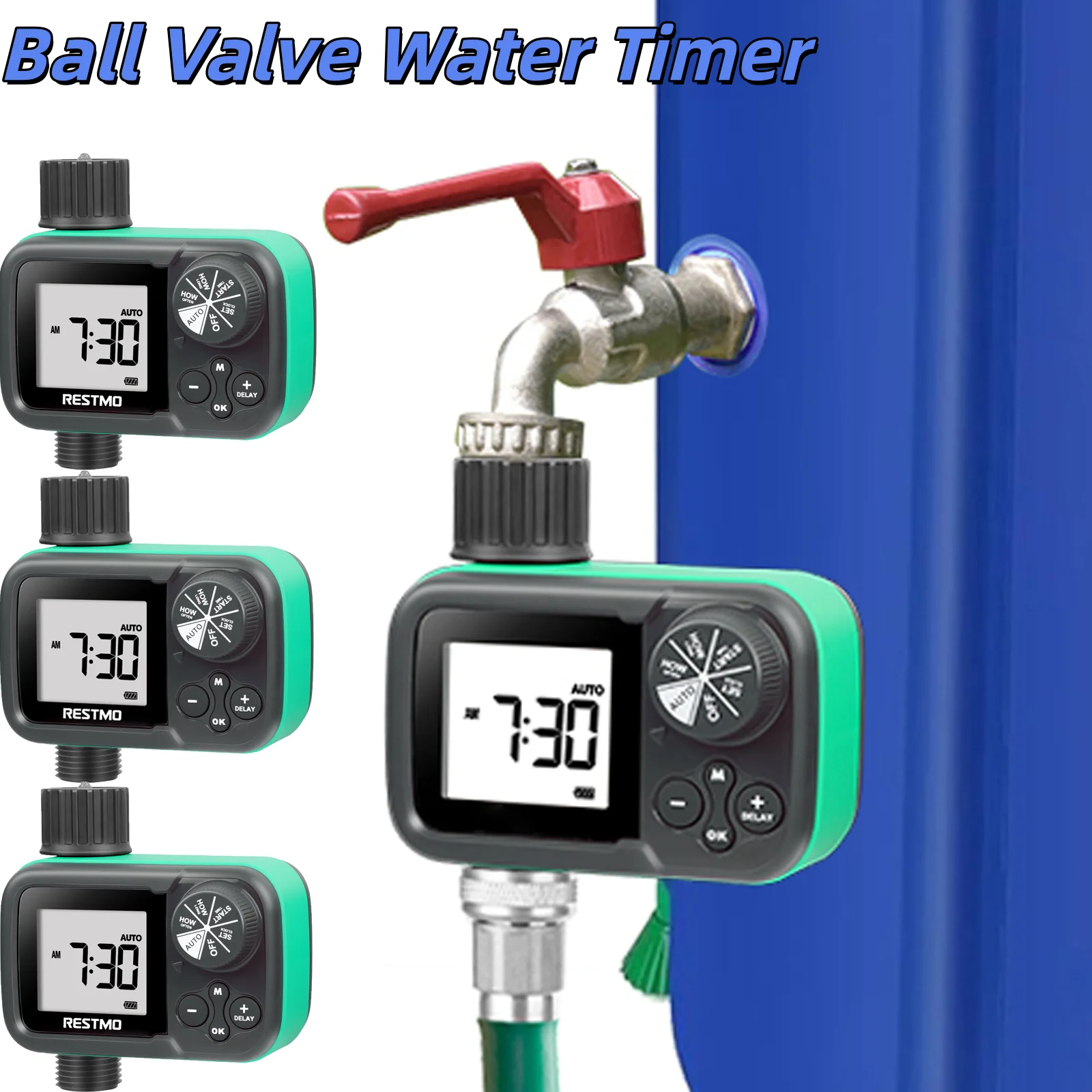 

Таймер полива 3PK водонепроницаемый, низкого давления, 3 режима (автоматический/ручной/отсрочка при дожде) для сада, газона и наружных ирригационных систем