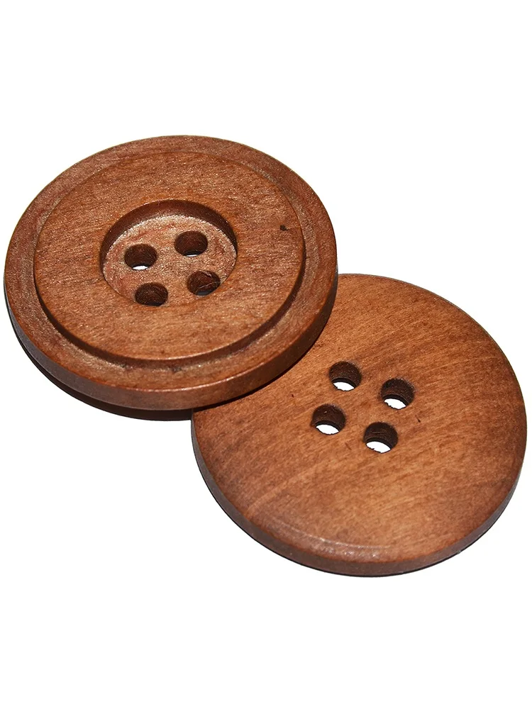 Fire Big Double-Deck Wooden Buttons, Stereoscopic Round Buttons, Sewing Accessories, Clothes, 5PCs, 10PCs, 15PCs, 30mm