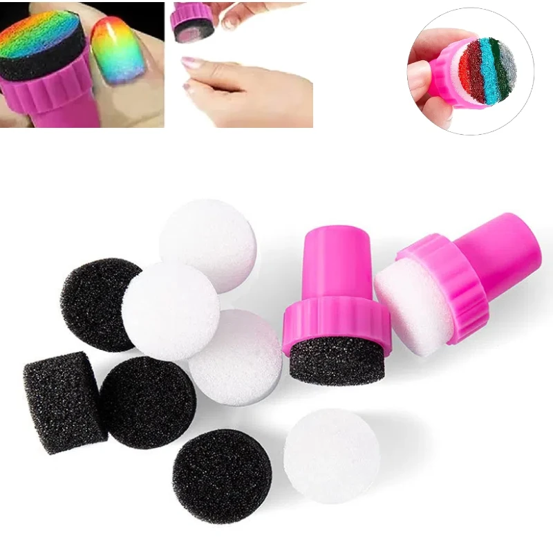 5 uds esponja y 1 Uds esponja para sellos Nail Art gradiente sello esponja pintura para uñas esponja Arco Iris bloque de uñas para herramientas de manicura