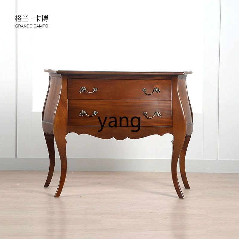 LMM Solid Wood Console Tables Two-Drawer Console American Semicircle Curved Hallway against the Wall Decoration Table