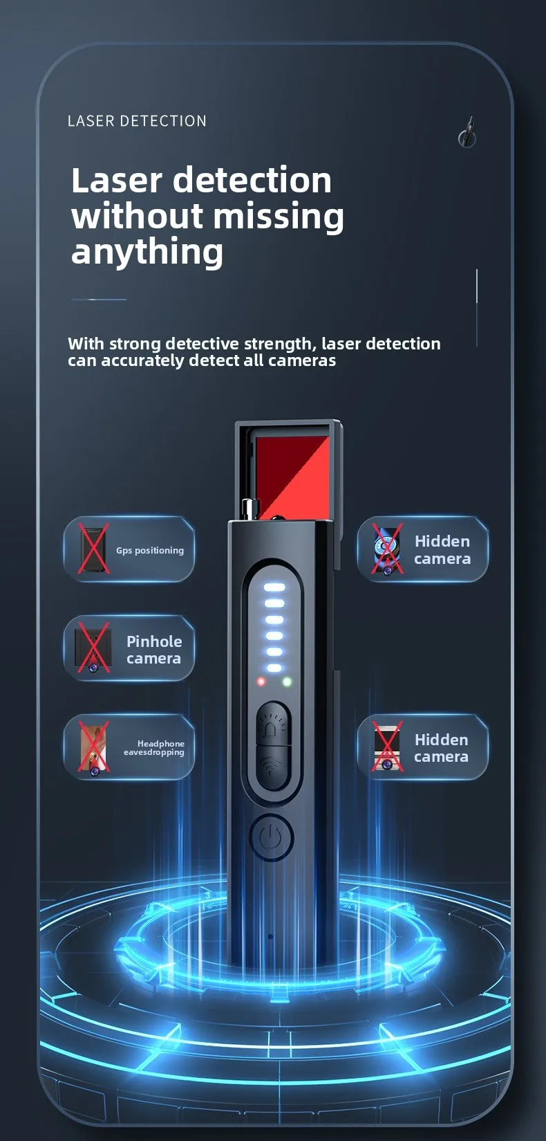 X13 Detector Anti-spy Camera Finder, Hotel Hidden Camera Detector Anti-peeping Infrared Scanner, New Upgraded Smart Detector