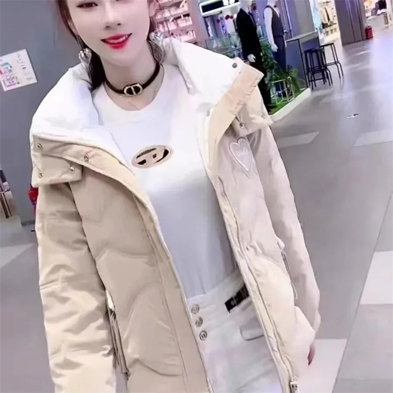 سترة نسائية شتوية جديدة لعام 2025 سترات قطنية فضفاضة وسميكة ودافئة مع قلنسوة معطف طويل غير رسمي ملابس خارجية مقاومة للماء