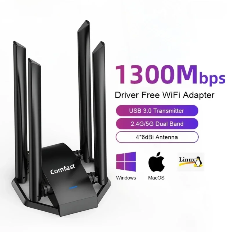 COMFAST Wifi USB Adapter Dual Band 2.4G&5Ghz Wireless WiFi Receiver Transmitter USB3.0 Dongle Network Card For Win XP/7/8/10/11