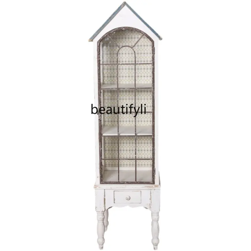 

yj French Hand-Made Display Cabinet Roof-Shaped Jewelry Glass Cabinet Ornaments Gathering