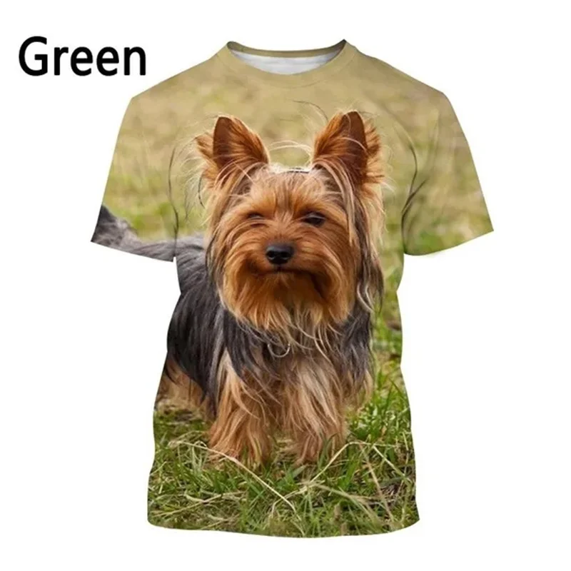 Yorkshire Terrier Dog Graphic T Shirt for Men Clothes 3D Cute Doggy Printed Funny Kids T-shirt Harajuku Fashion Womens Clothing