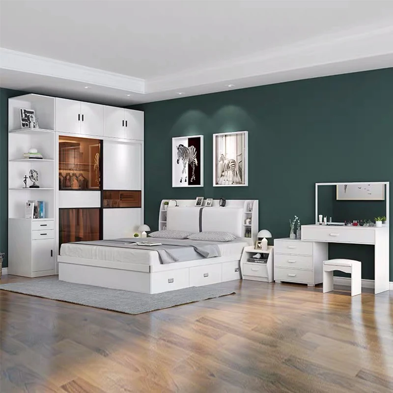 Good Price Hot Sell OEM ODM White Wooden Bedroom Sets Double King Bed Furniture