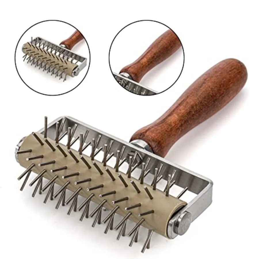 Набор из 2-х валиков для теста для пиццы из нержавеющей стали и дозаторов для теста с деревянным скалывателем для идеального даже пиццы, печенья, пирога, кондитерских изделий