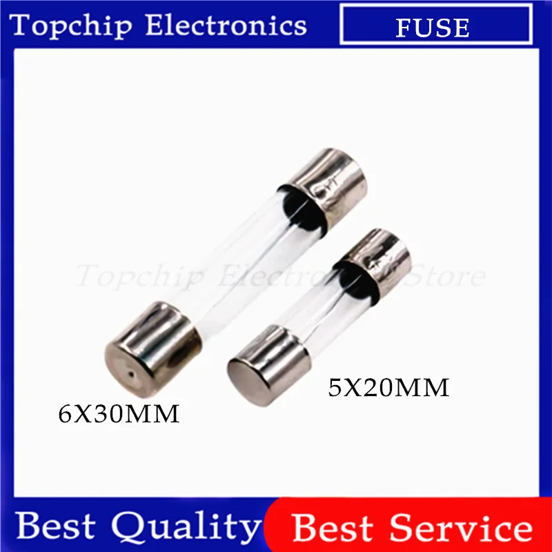 10pcs 5*20mm 6*30mm Fast Blow Glass Tube Fuses 5x20 6x30 mm 250V 0.5 1 2 3 4 5 6 8 10 15 20 25 30 A AMP Fuse
