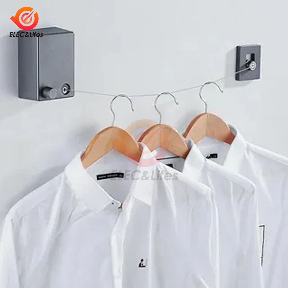 Retractable Clothesline Stainless Seel Pull-Out Clothes-Drying Machine Rope Space-Saving Clothes Drying Rack For Household