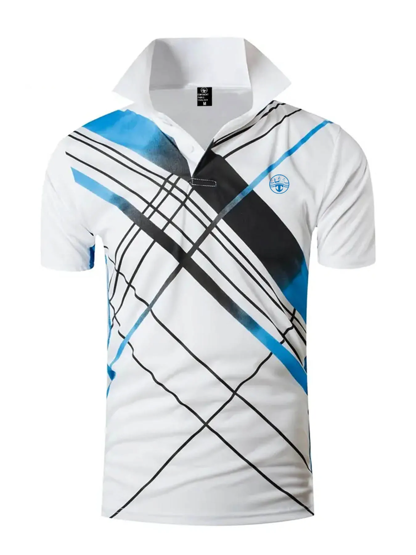 Men's sports polo shirt quick-drying lapel training short-sleeved couple style summer casual digital printed tennis T-shirt