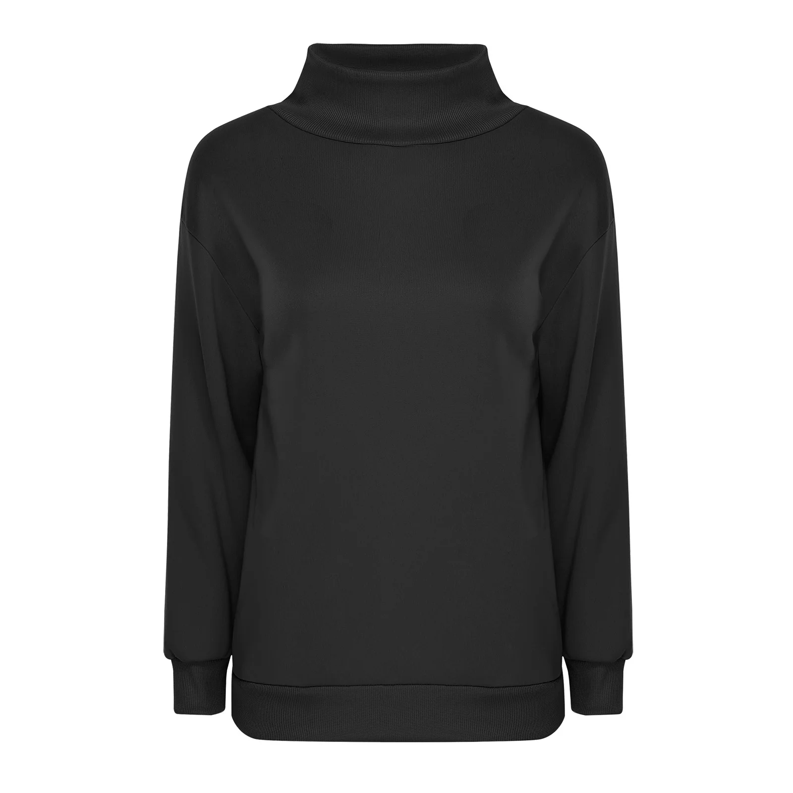 

Womens Basic Sweatshirt Oversized Fit Turtleneck Long Sleeve with Side Slit Pullover Top for Casual Hiking School Wear