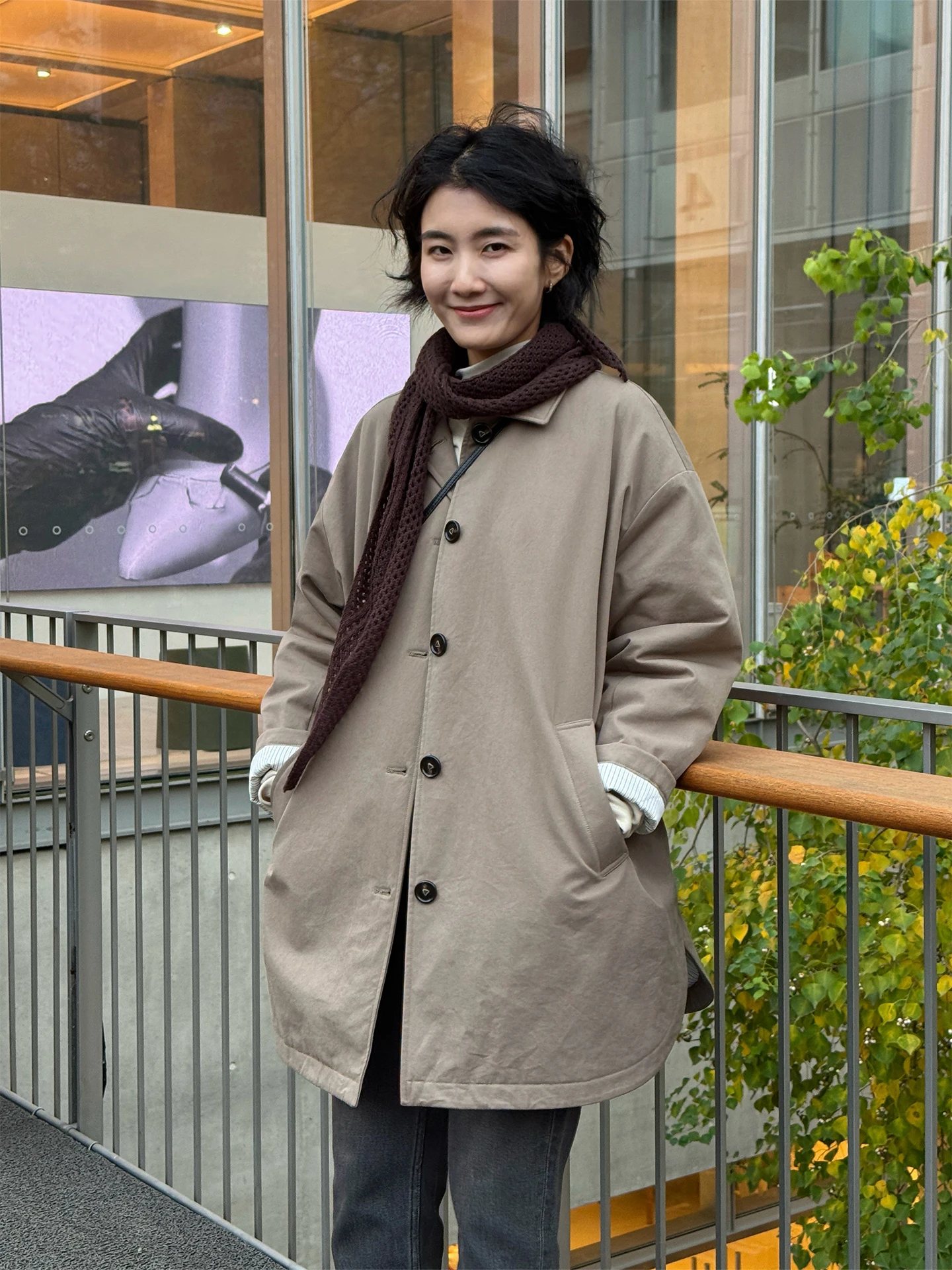 

Langqing Khaki White Goose down Jaet Women's Mid-Length Lightweight Warmth Commute Sle Long Sve Single-Breasted Coat