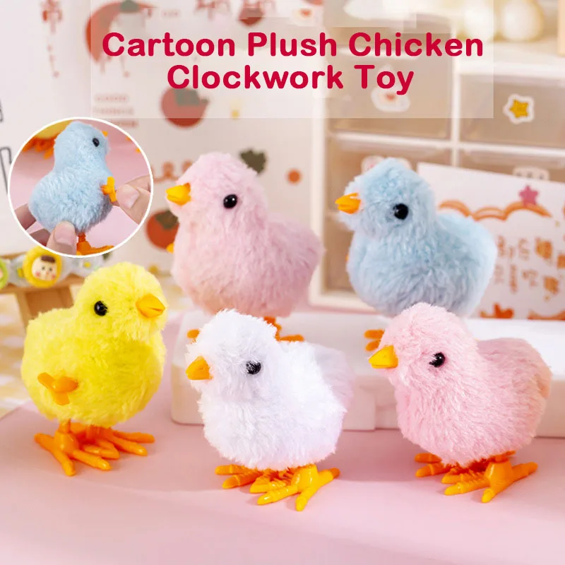 

1Pcs Cartoon Plush Chicken Clockwork Interative Playing Toy Cute Chick Toys Jumping Walking Hopping Wind Up Chick Supplies