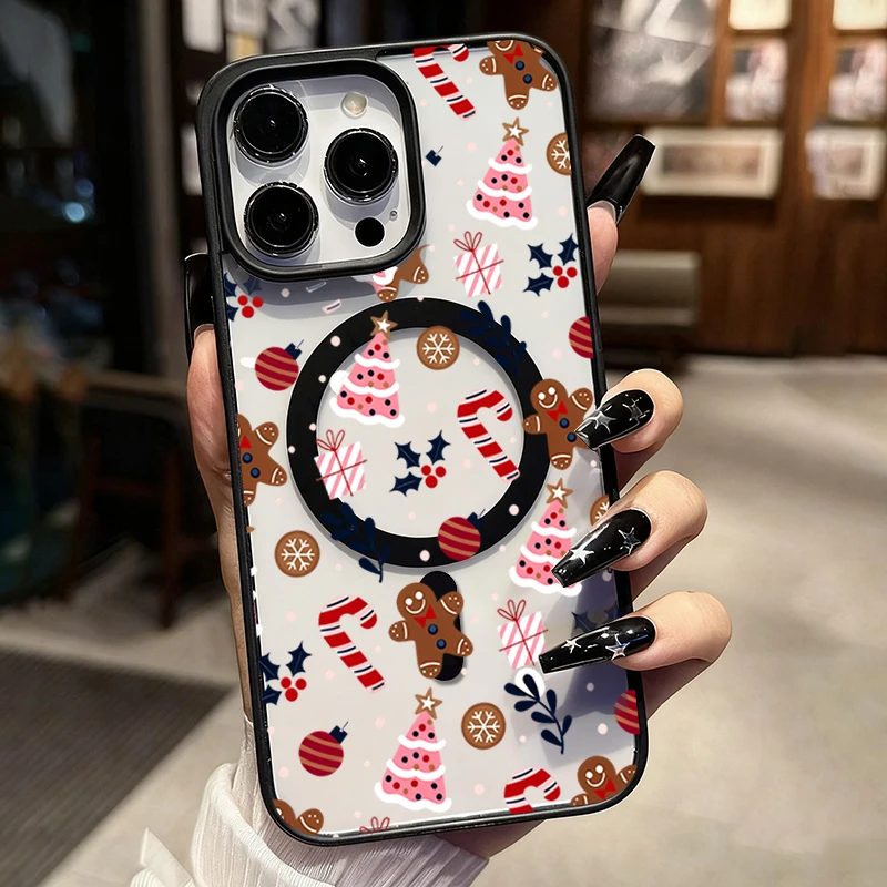 Cartoon Weihnachten Schneeflocke Lebkuchenmann Magnetische Handyhülle für iPhone 18 17 16 15 14 13 12 Pro Max 11 16 Plus 17e Air Cover – Detail 10
