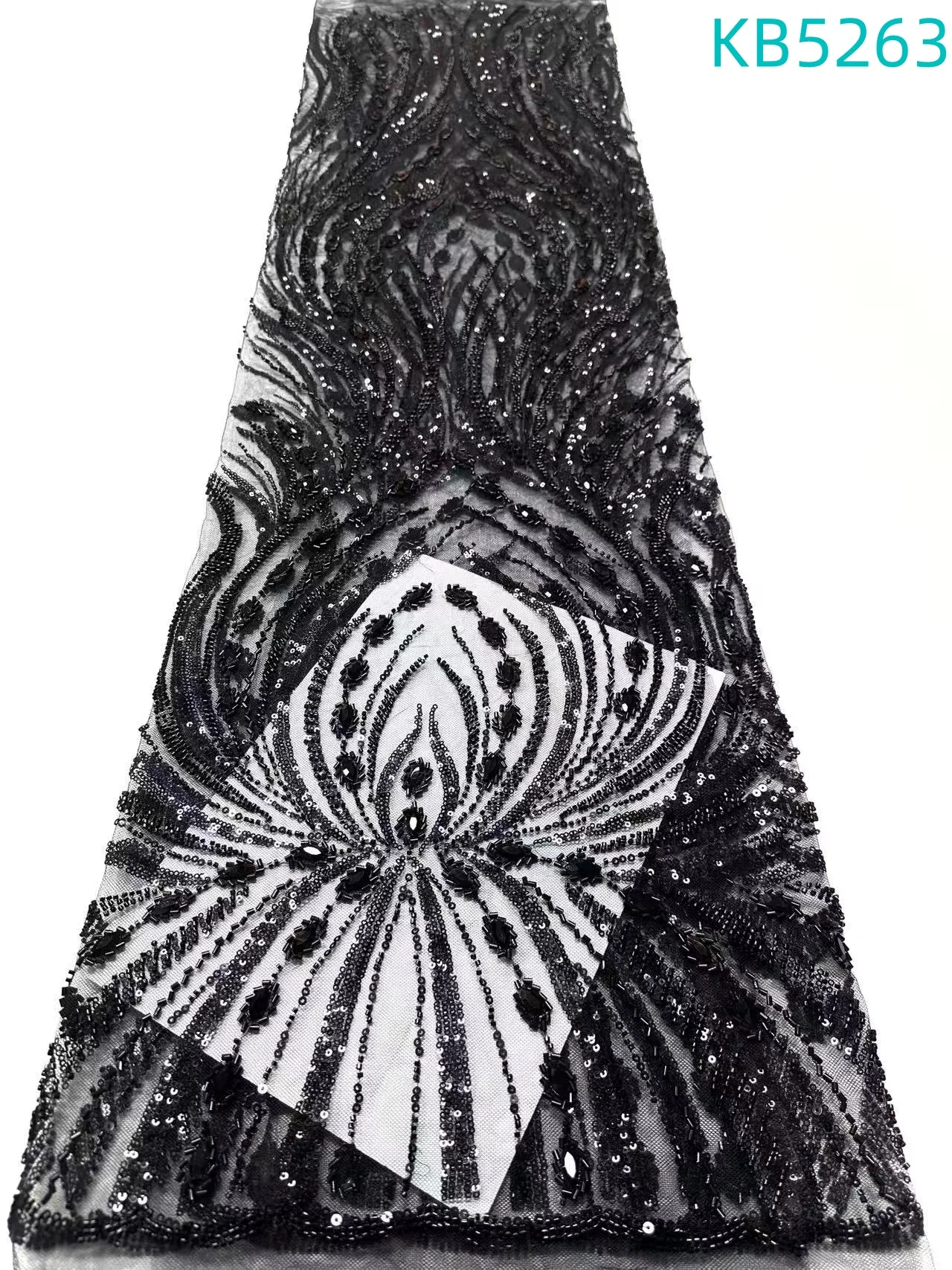 

Black Beaded French Mesh Lace Fabric African Lace Fabric 5 Yards High Quality 2025 Sequence Tulle Lace Fabrics For Sewing KB5263