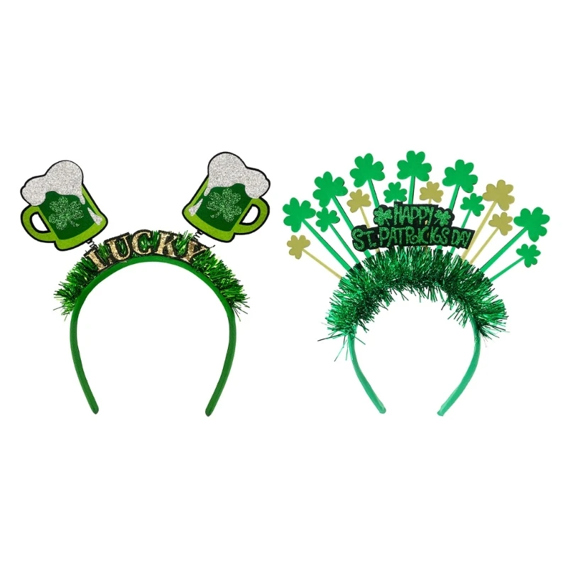 StPatrick Day Green Hairband Sequins Shamrock Headband Irish National Day Celebration Party Props All Age Head Accessory