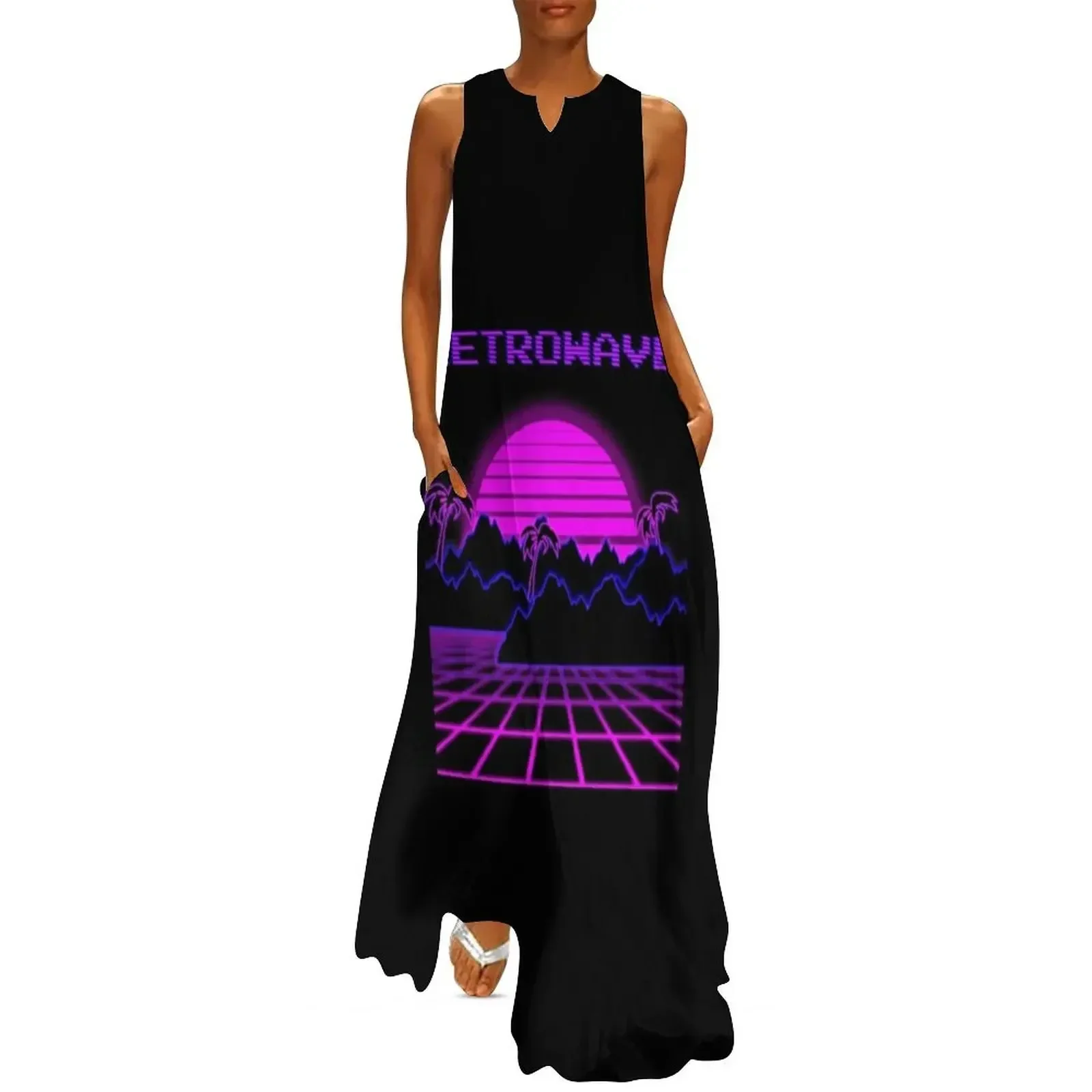 

Synthwave, Retrowave Design For The Eighties Music Lovers Long Dress Female clothing clothes for woman sexy dress Dress