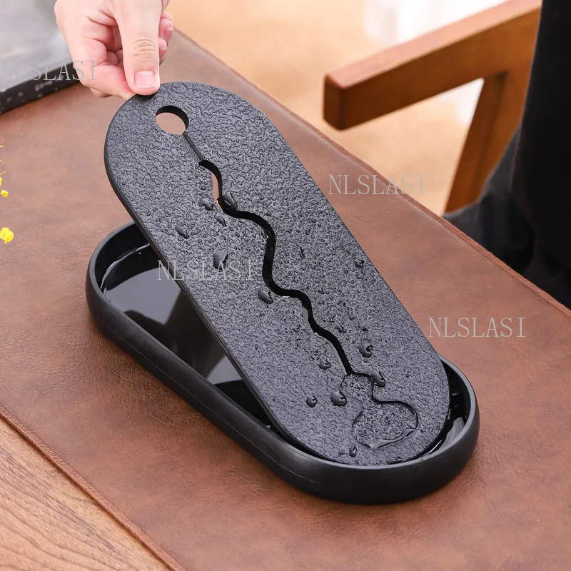 Melamine Mini Water Storage Tea Tray with Gourd Shaped Water Channel Detachable Drainage Tea Plate Kung Fu Tea Table Home Decor