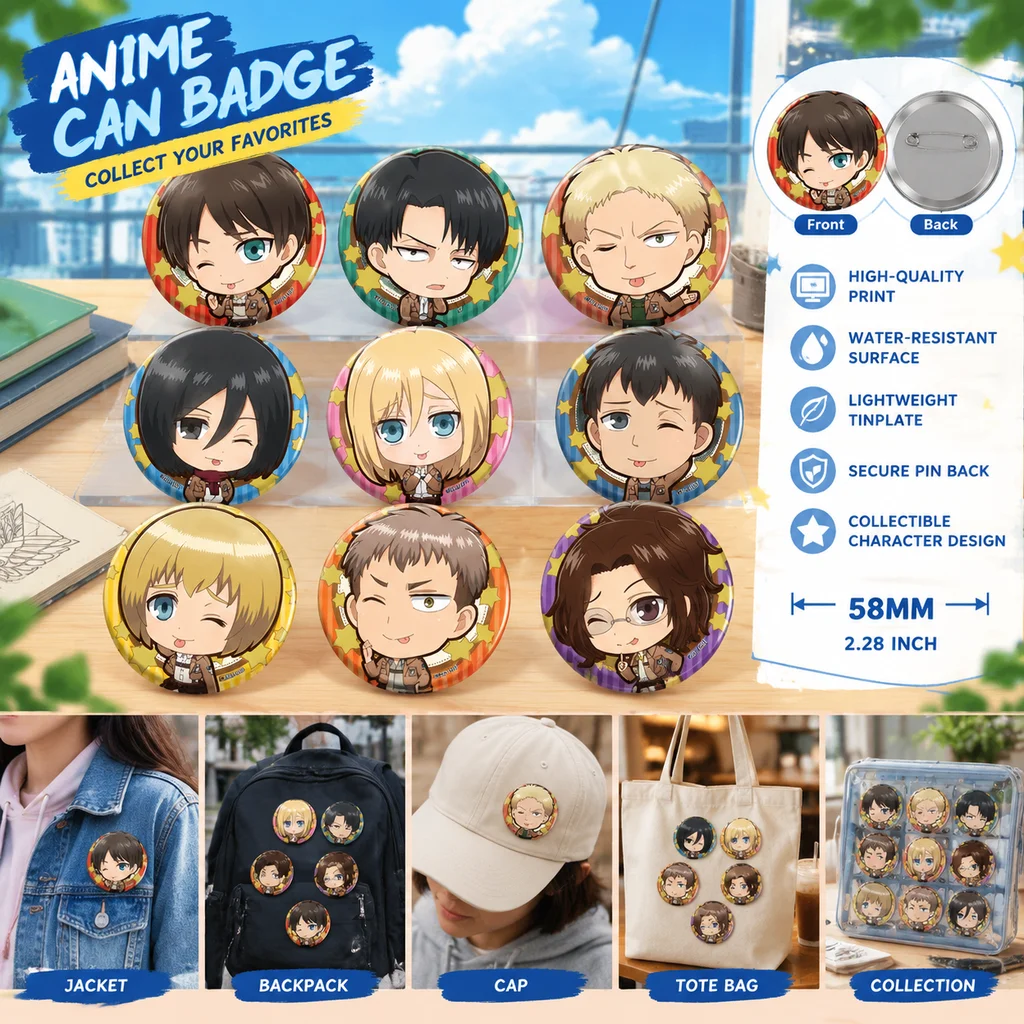 Attack on Titan Shingeki no Kyojin Levi Ackerman Mikasa Wings of Freedom Mirror Pendant Brooch Badge D Version Chest Pin Emblem