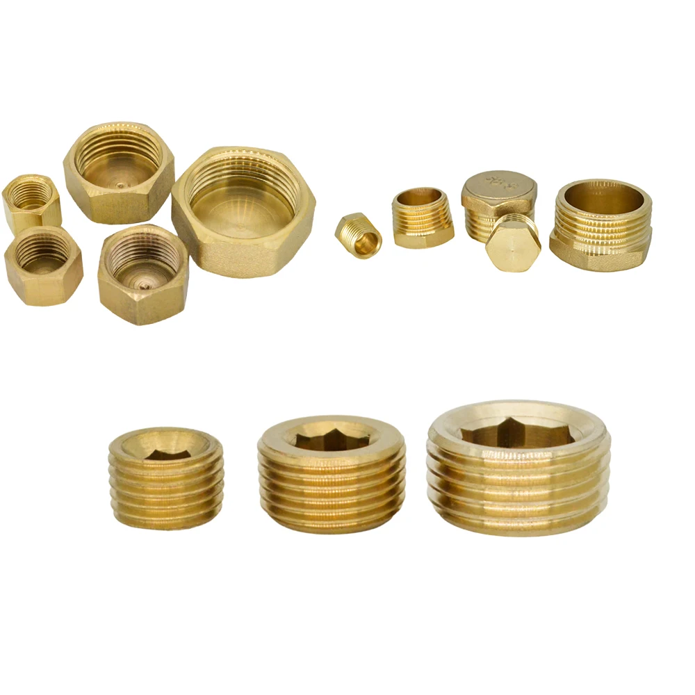 YQBS النحاس عرافة التوصيل 1/8 "1/4" 3/8 "1/2" 3/4 "ذكر أنثى الموضوع النحاس الأنابيب نهاية غطاء التوصيل المناسب موصل