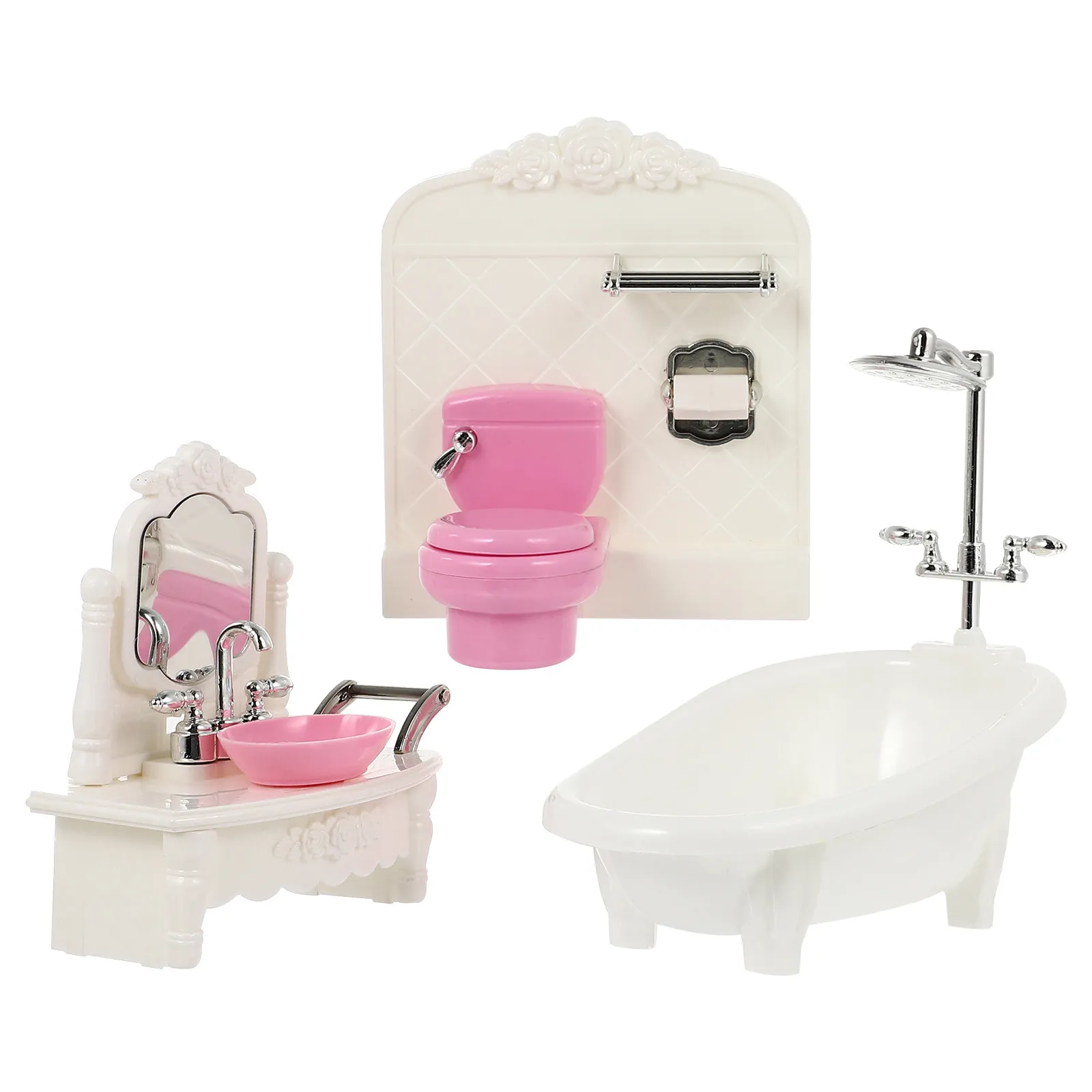 

1Set Mini House Bathroom Set High Quality Plastic Miniature Furniture Mini House Adornment Home Decor Accessories Lightweight