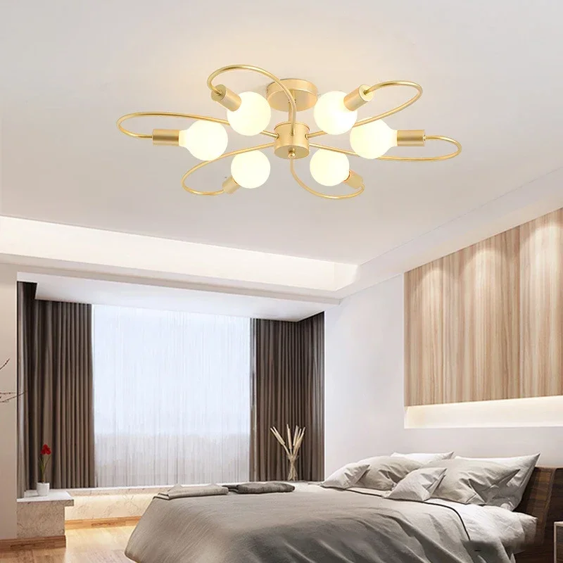 

Nordic Modern LED Ceiling Light Minimalist Red Illumination Creative Internet Trend Lighting Fixture for Living Room Bedroom