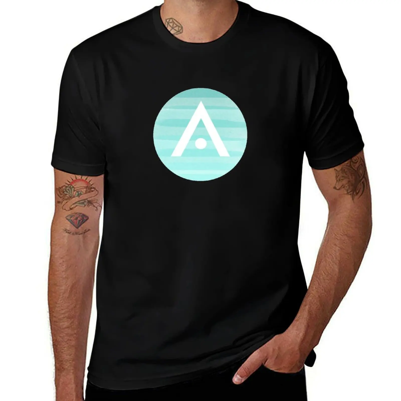 

Blue Stripe Ombré Aveda Logo T-Shirt anime stuff kawaii clothes anime figures quick drying mens t shirt