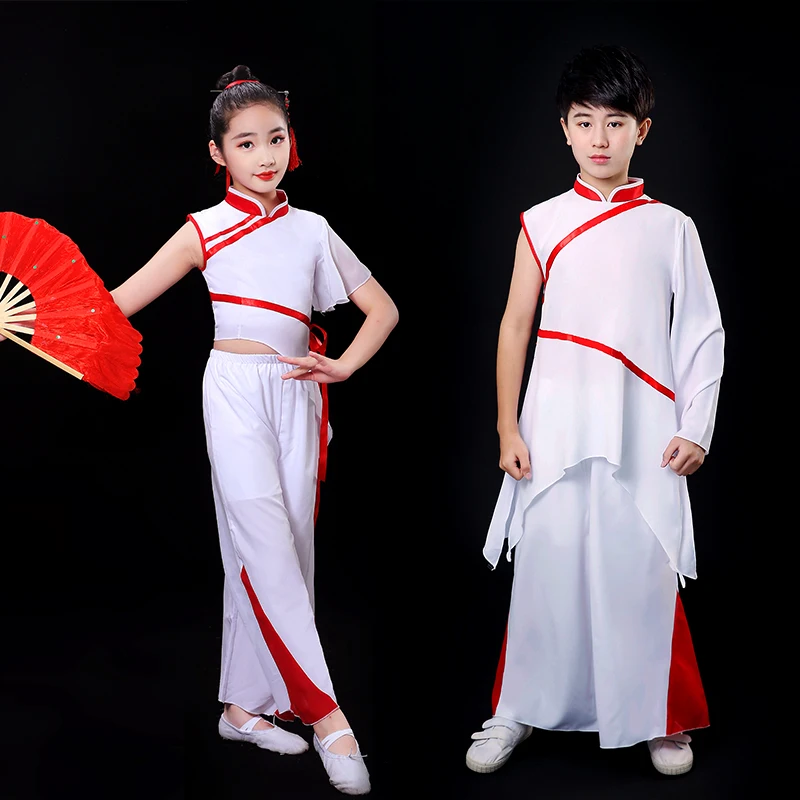 Children's dance performance costume, classical dance performance, Chinese style practice costume, fan dance