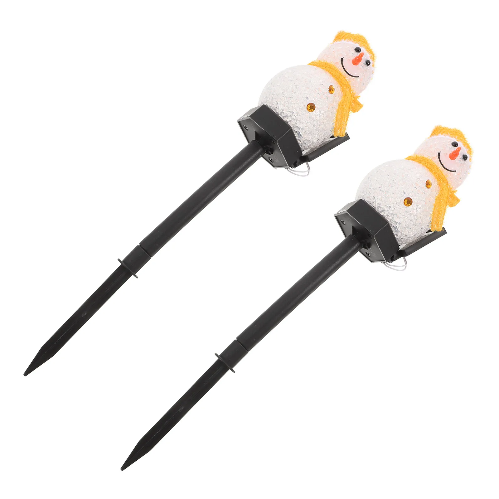 

2 Pcs Snowman Plug Lights Outdoor Solar Lawn Lamp Landscape Snowflake Plastic Ground Inserted Energy