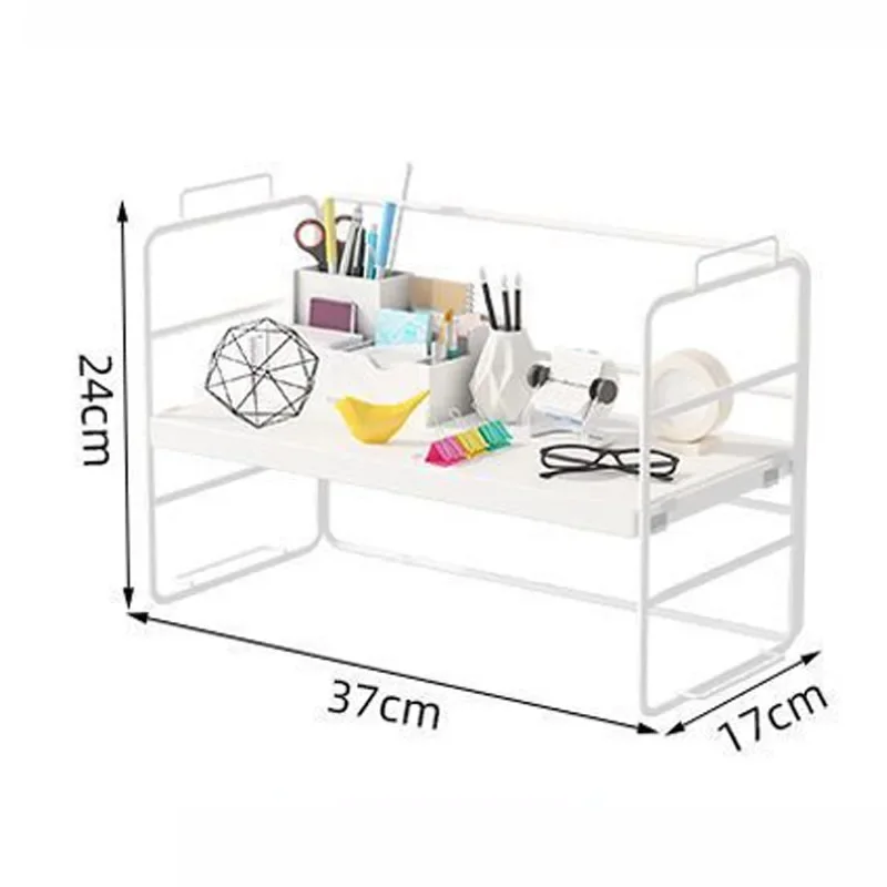 White Tabletop Sundry Storage Shelf,Student Hostel  Rack,Perfume Cup Finishing Rack,Double Deck Single Layer 