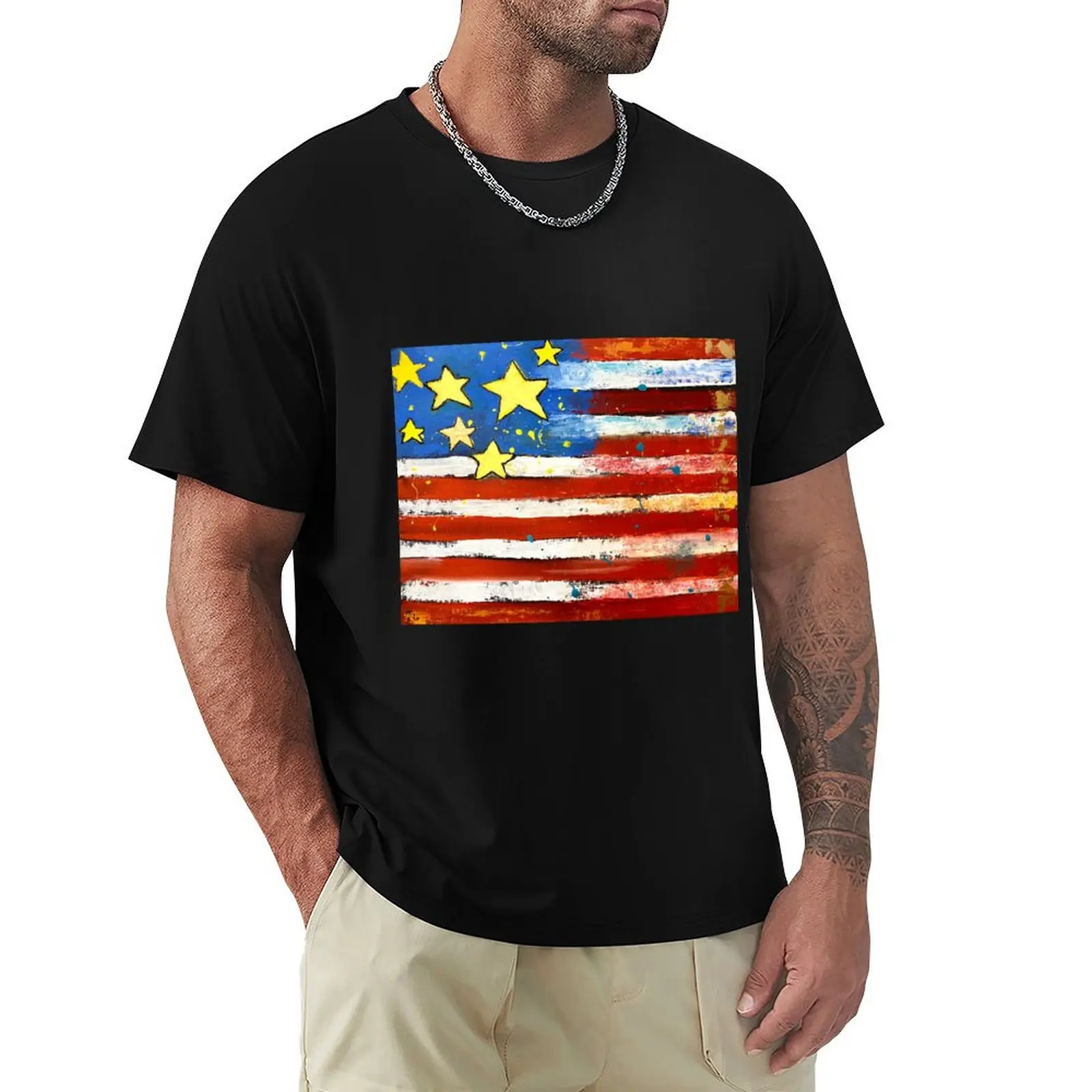 Star Spangled Banner T-Shirt Plus Size Summer Short Sleeve T-Shirt
