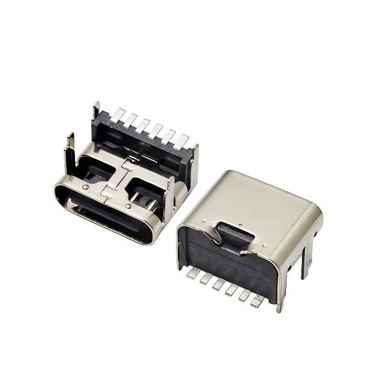 20pcs TYPE C 6 Pin Female Socket Connector SMT Horizontal Type With 2/4 Fixed Feet Charging Port Plug Socket Power USB TYPE-C 6P