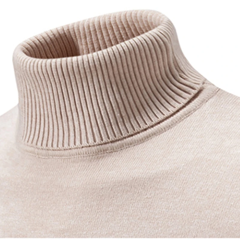Men\'s New Warm High Neck Solid Elastic Knit Bottom Pullover Sweater Men Harajuku Sweaters