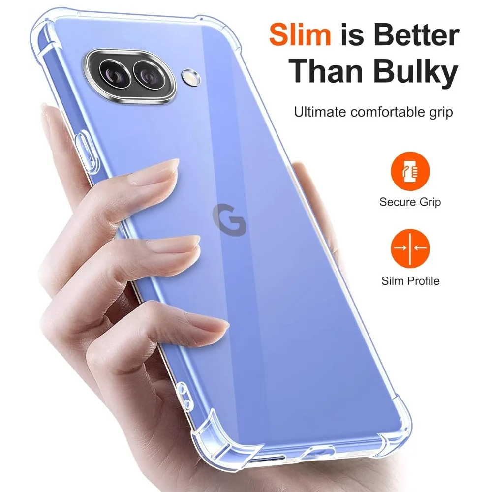 Transparente TPU stoßfeste Handyhülle für Google Pixel 10 9 Pro XL 10A 9A Vier-Ecken-Airbag-Schutz gegen Stürze Rückseitenschutz.