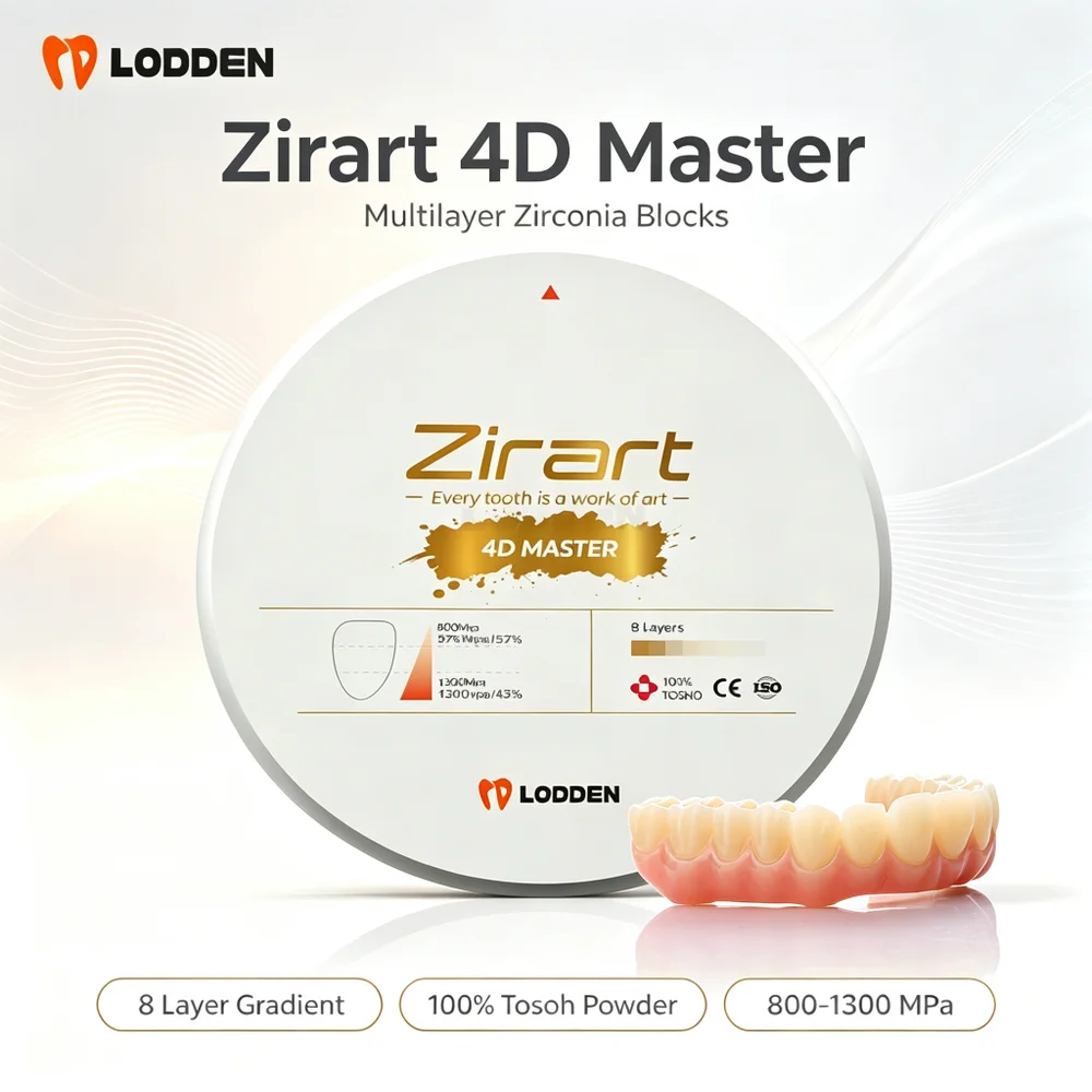 100% Tosoh Zirconia 4D Master Multilayer Blocks Aesthetics 98mm 8 Layers Disc Multi-Color for Open CAD/CAM Dental Lab Materials