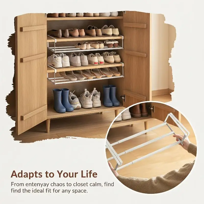 Adjustable Shoe Rack Waterproof Layered Shoe Organizer Space Saving Storage Holder for Home Garage Balcony Entryway