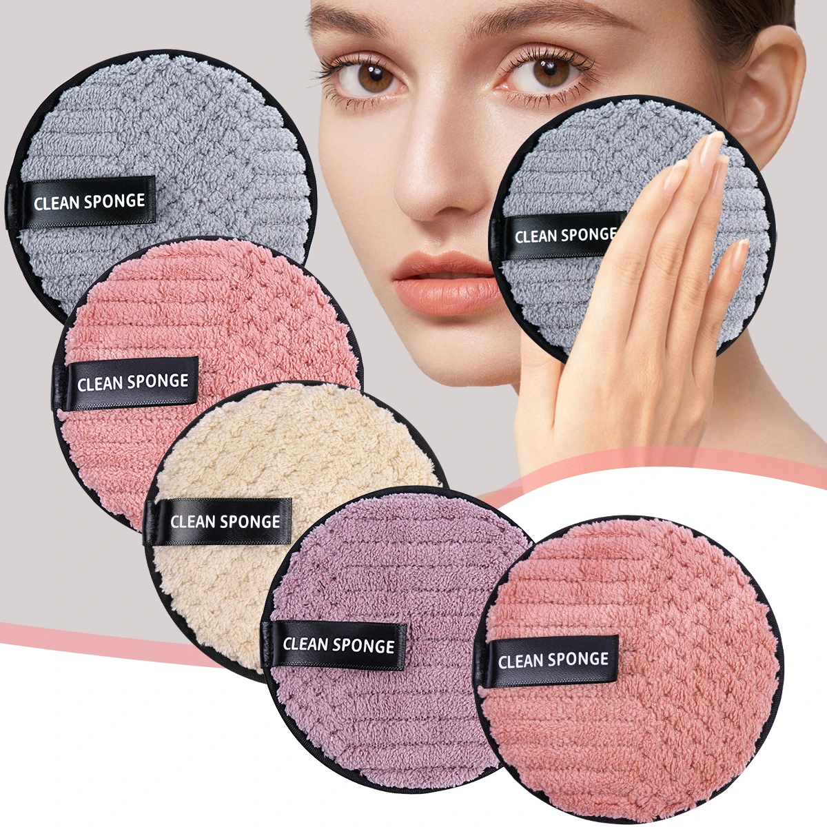 5PCS Reusable Makeup Remover Cotton Pads Clean Sponge for Facial Cleansing Puff Washable Cloth Makeup Wipes Liquid Cream Tools